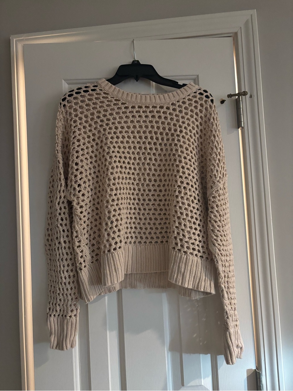 Old Navy Open-Knit Cream Crewneck Sweater
